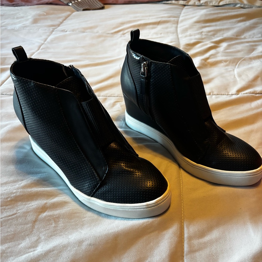 Black Wedge Sneakers